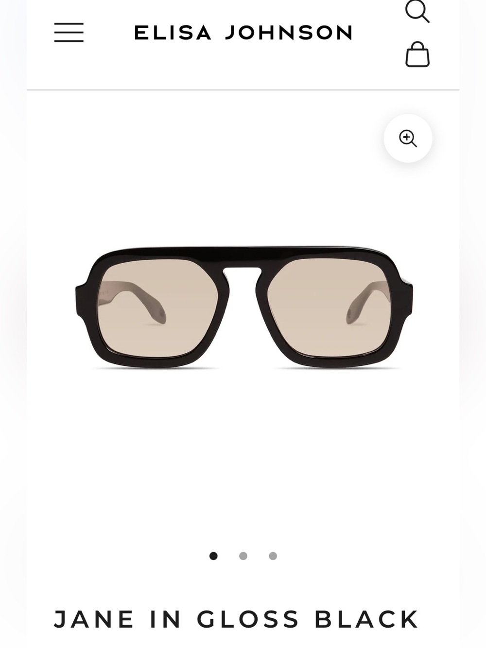 Elisa Johnson Jane Sunglasses in Gloss Black